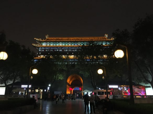 Xian city wall night gate